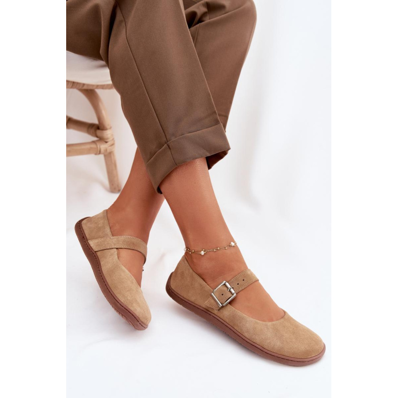 Barefoot baleríny z prírodného semišu Zazoo 316 béžové - Béžová