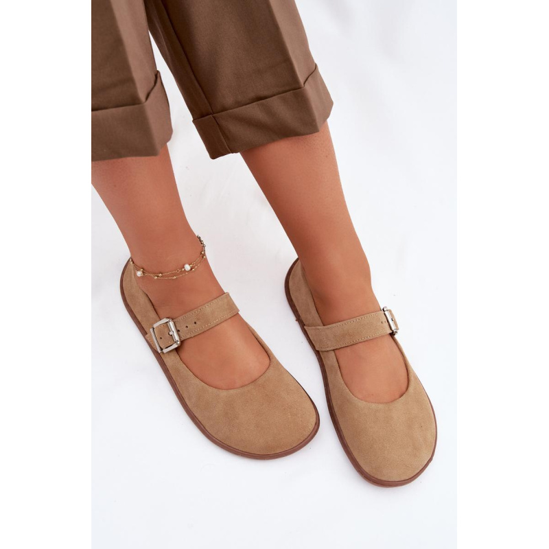 Barefoot baleríny z prírodného semišu Zazoo 316 béžové - Béžová