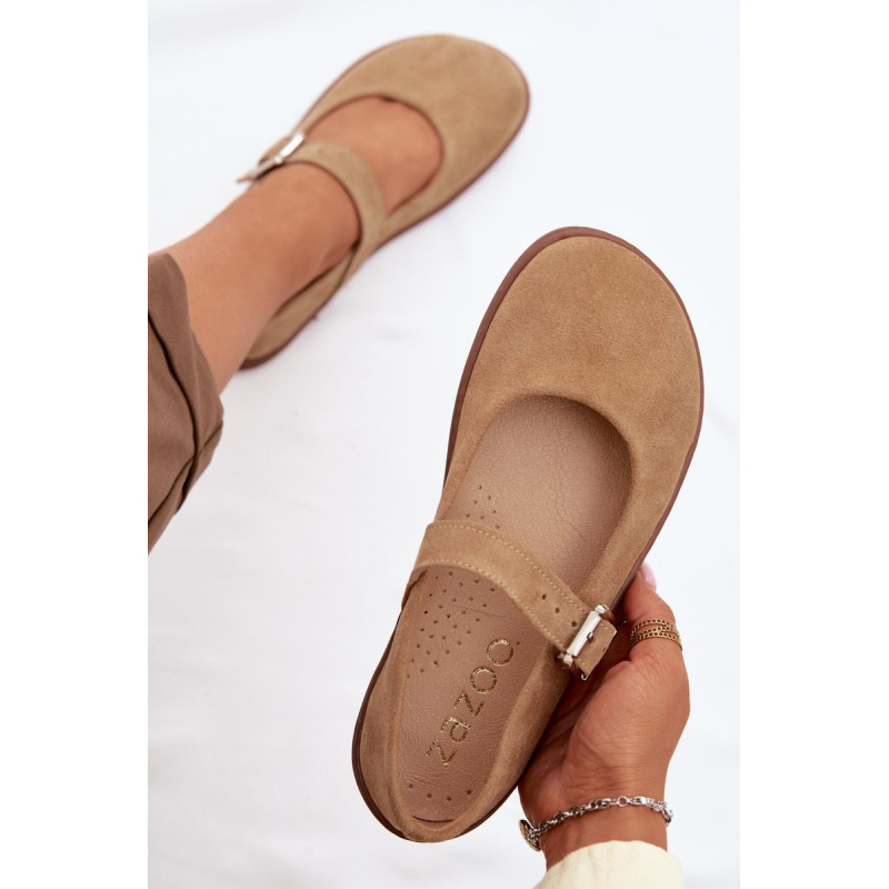 Barefoot baleríny z prírodného semišu Zazoo 316 béžové - Béžová