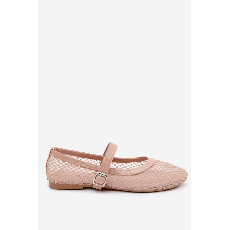 Sieťové baleríny s Remienkom Béžové Gaia - Béžová