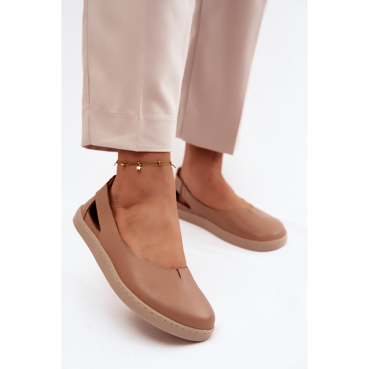 Kožené Baleríny Barefoot Zazoo 10217 Cappucino - Odtiene hnedej a béžovej
