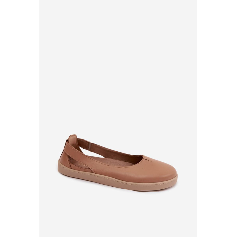 Kožené Baleríny Barefoot Zazoo 10217 Cappucino - Odtiene hnedej a béžovej