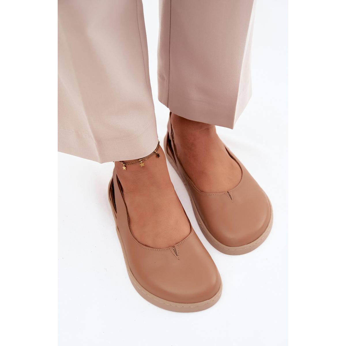 Kožené Baleríny Barefoot Zazoo 10217 Cappucino - Odtiene hnedej a béžovej