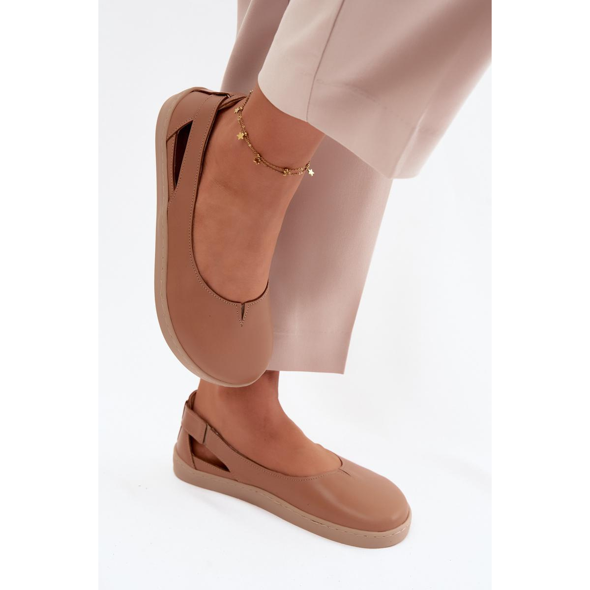 Kožené Baleríny Barefoot Zazoo 10217 Cappucino - Odtiene hnedej a béžovej