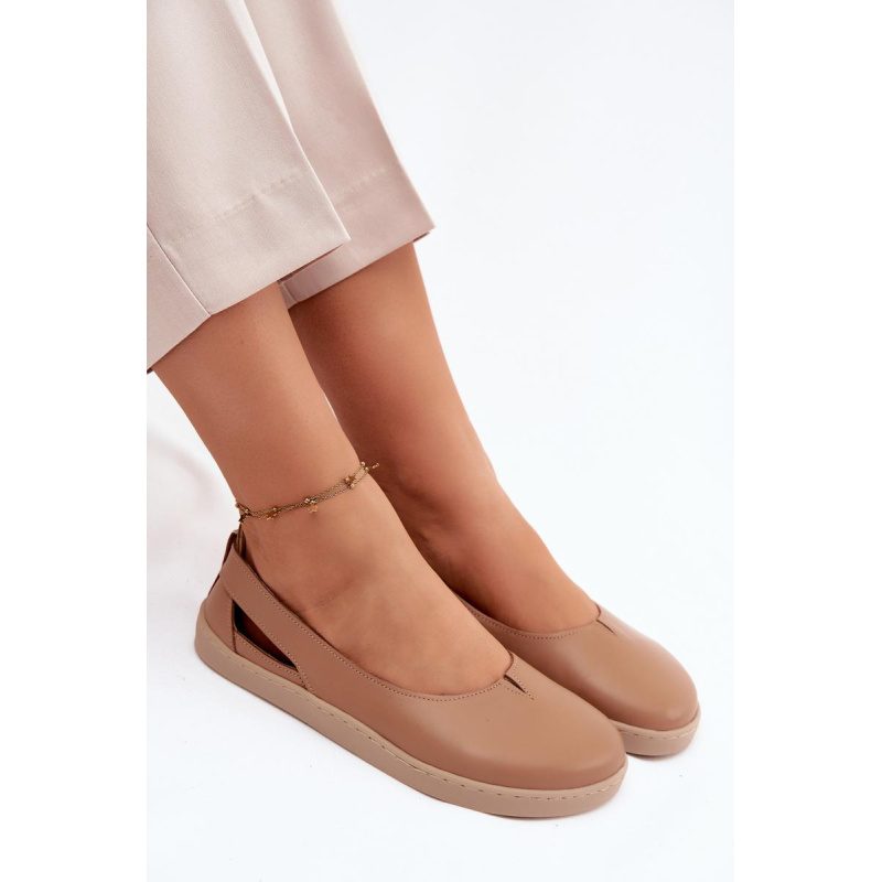Kožené Baleríny Barefoot Zazoo 10217 Cappucino - Odtiene hnedej a béžovej