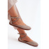 Kožené dámske baleríny Barefoot S Páskami Zazoo 320 Cappuccino - Béžová