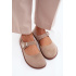 Kožené semišové baleríny Barefoot s remienkom Zazoo N1319 béžové