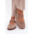 Kožené semišové baleríny Barefoot s remienkom Zazoo N1319 béžové