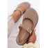 Kožené semišové baleríny Barefoot s remienkom Zazoo N1319 béžové