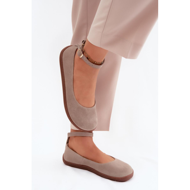 Barefoot baleríny z prírodného semišu Zazoo 020 Cappuccino - Béžová