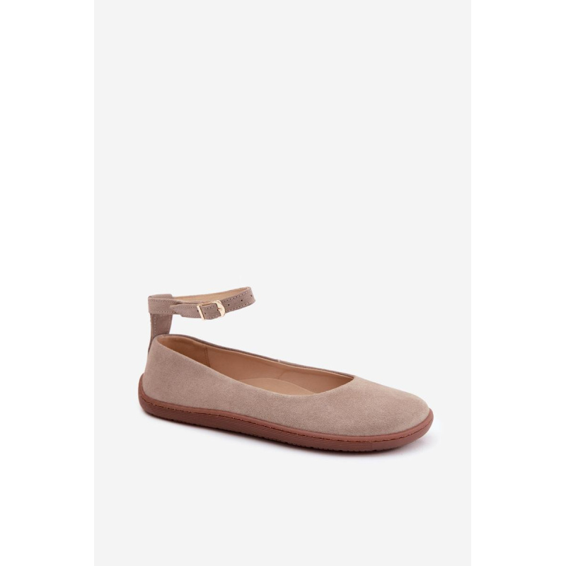 Barefoot baleríny z prírodného semišu Zazoo 020 Cappuccino - Béžová