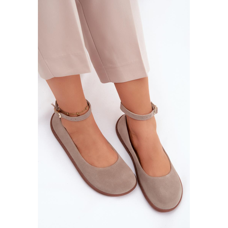 Barefoot baleríny z prírodného semišu Zazoo 020 Cappuccino - Béžová