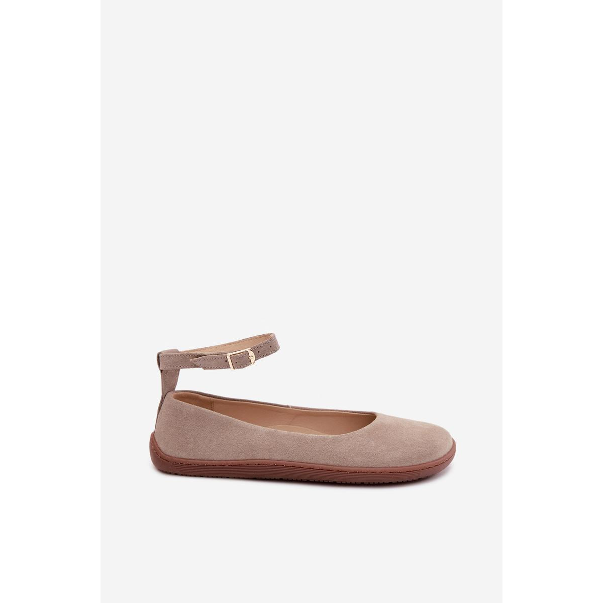 Barefoot baleríny z prírodného semišu Zazoo 020 Cappuccino - Béžová