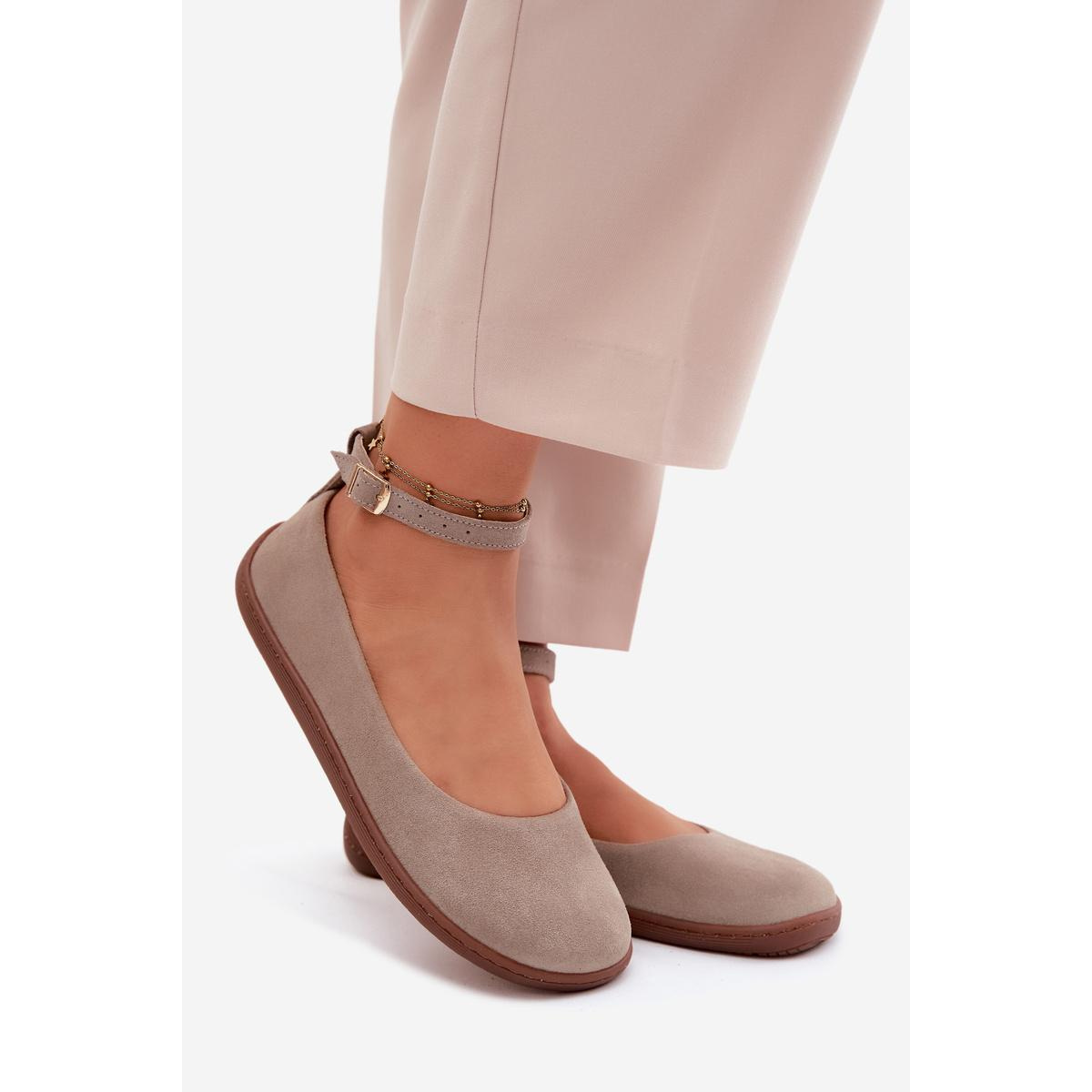 Barefoot baleríny z prírodného semišu Zazoo 020 Cappuccino - Béžová