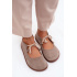 Kožené Semišové Baleríny Barefoot na Šnúrky Zazoo 021 Cappuccino - Béžová