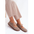 Kožené Semišové Baleríny Barefoot na Šnúrky Zazoo 021 Cappuccino - Béžová