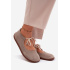 Kožené Semišové Baleríny Barefoot na Šnúrky Zazoo 021 Cappuccino - Béžová