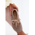 Kožené Semišové Baleríny Barefoot na Šnúrky Zazoo 021 Cappuccino - Béžová