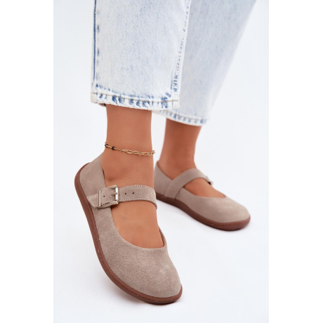 Barefoot baleríny z prírodnej semiše Zazoo 316 Cappuccino - Béžová