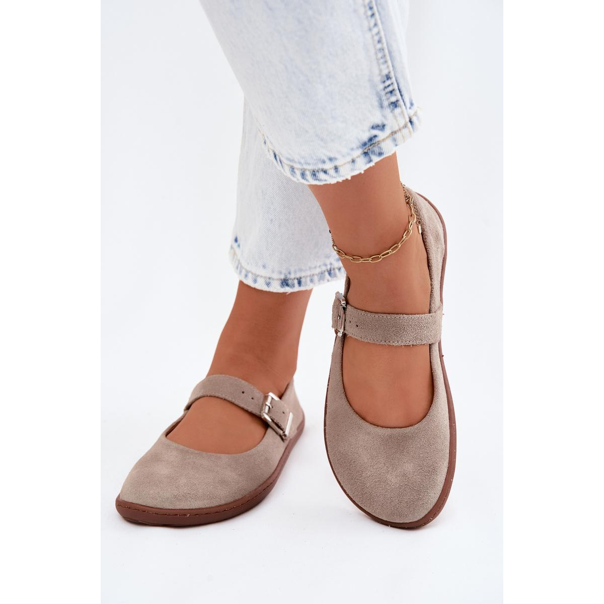 Barefoot baleríny z prírodnej semiše Zazoo 316 Cappuccino - Béžová