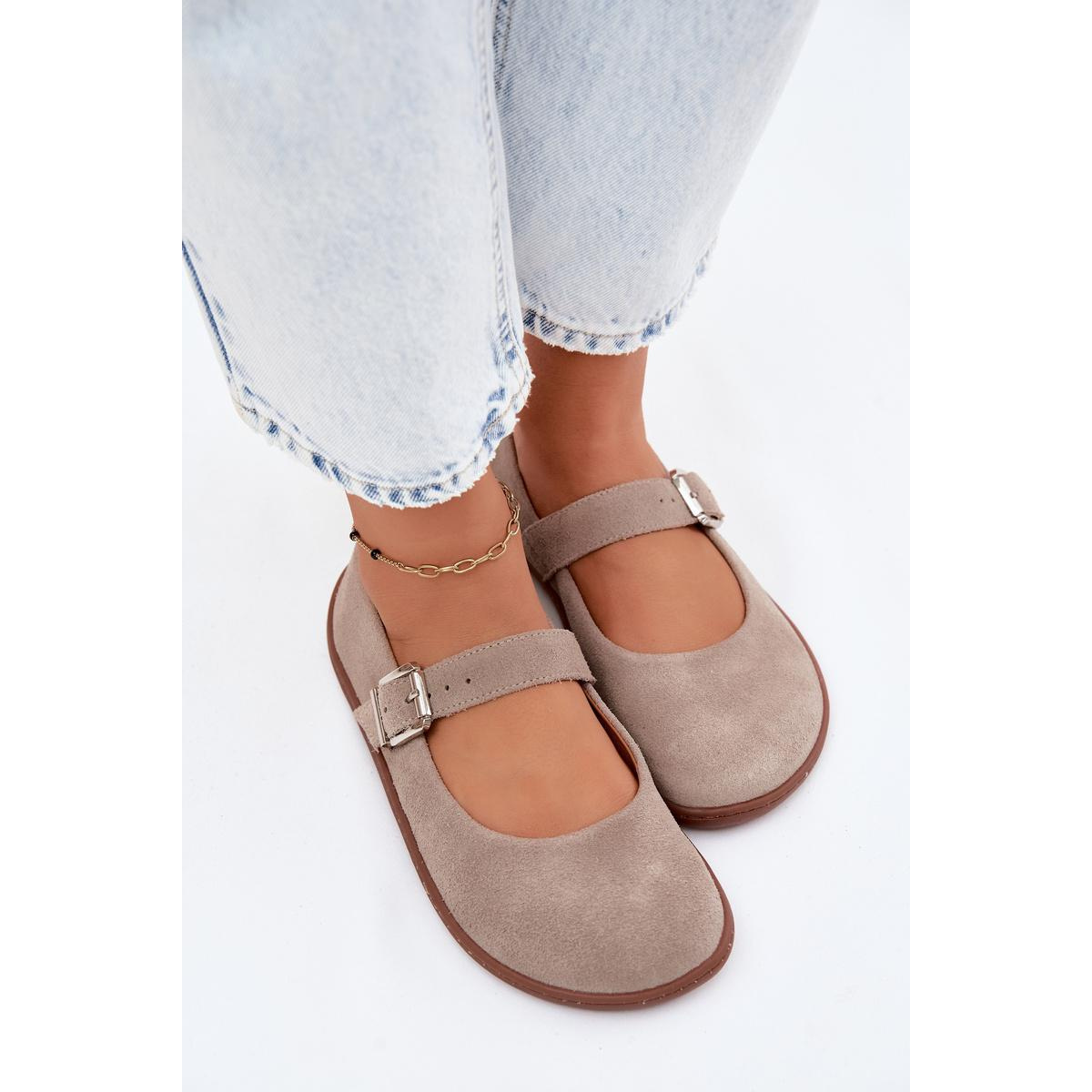 Barefoot baleríny z prírodnej semiše Zazoo 316 Cappuccino - Béžová