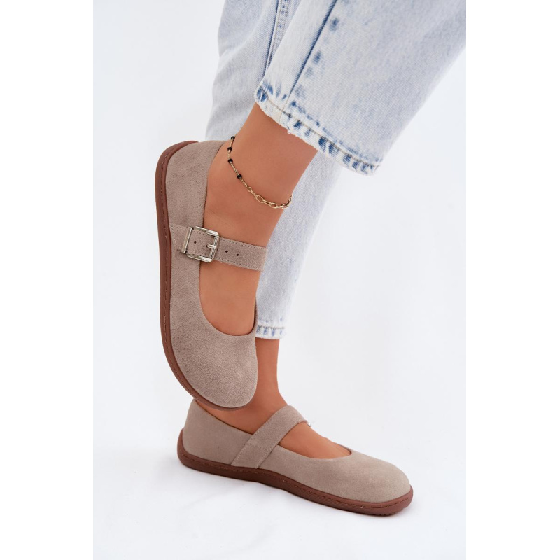 Barefoot baleríny z prírodnej semiše Zazoo 316 Cappuccino - Béžová
