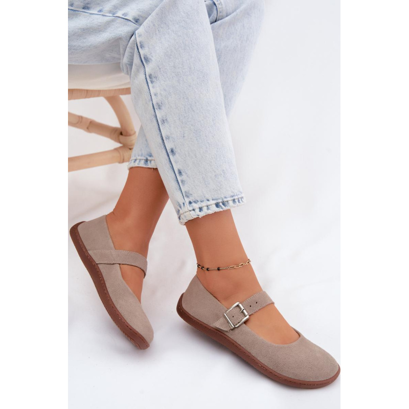 Barefoot baleríny z prírodnej semiše Zazoo 316 Cappuccino - Béžová