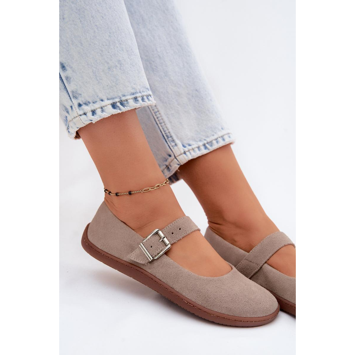 Barefoot baleríny z prírodnej semiše Zazoo 316 Cappuccino - Béžová