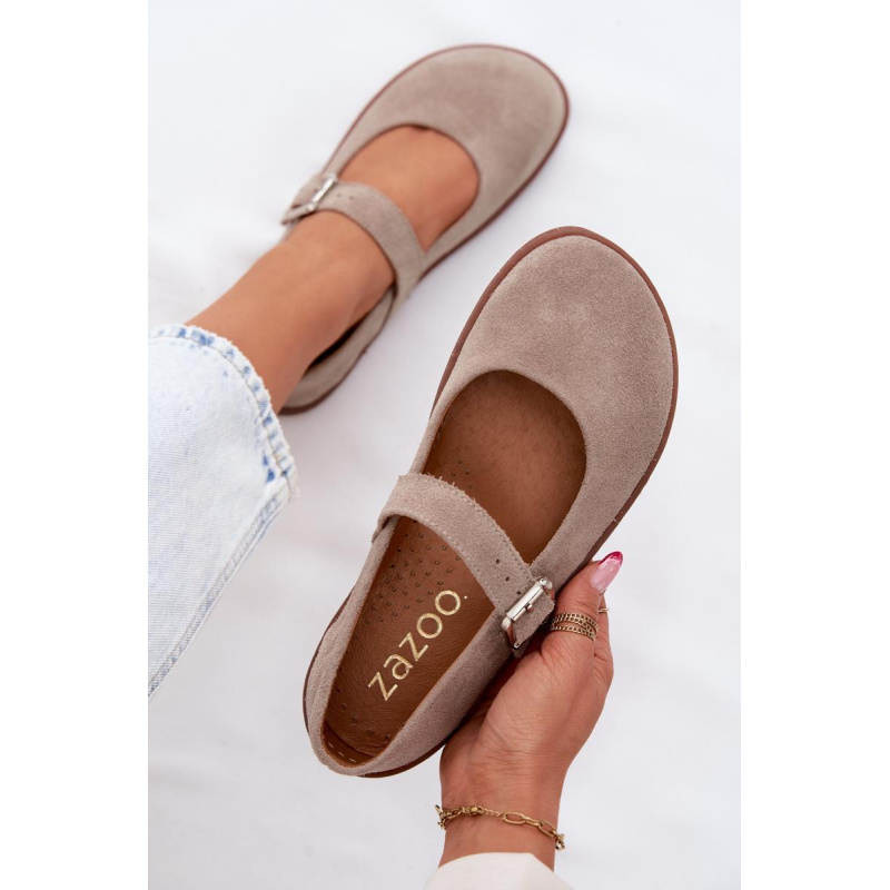 Barefoot baleríny z prírodnej semiše Zazoo 316 Cappuccino - Béžová