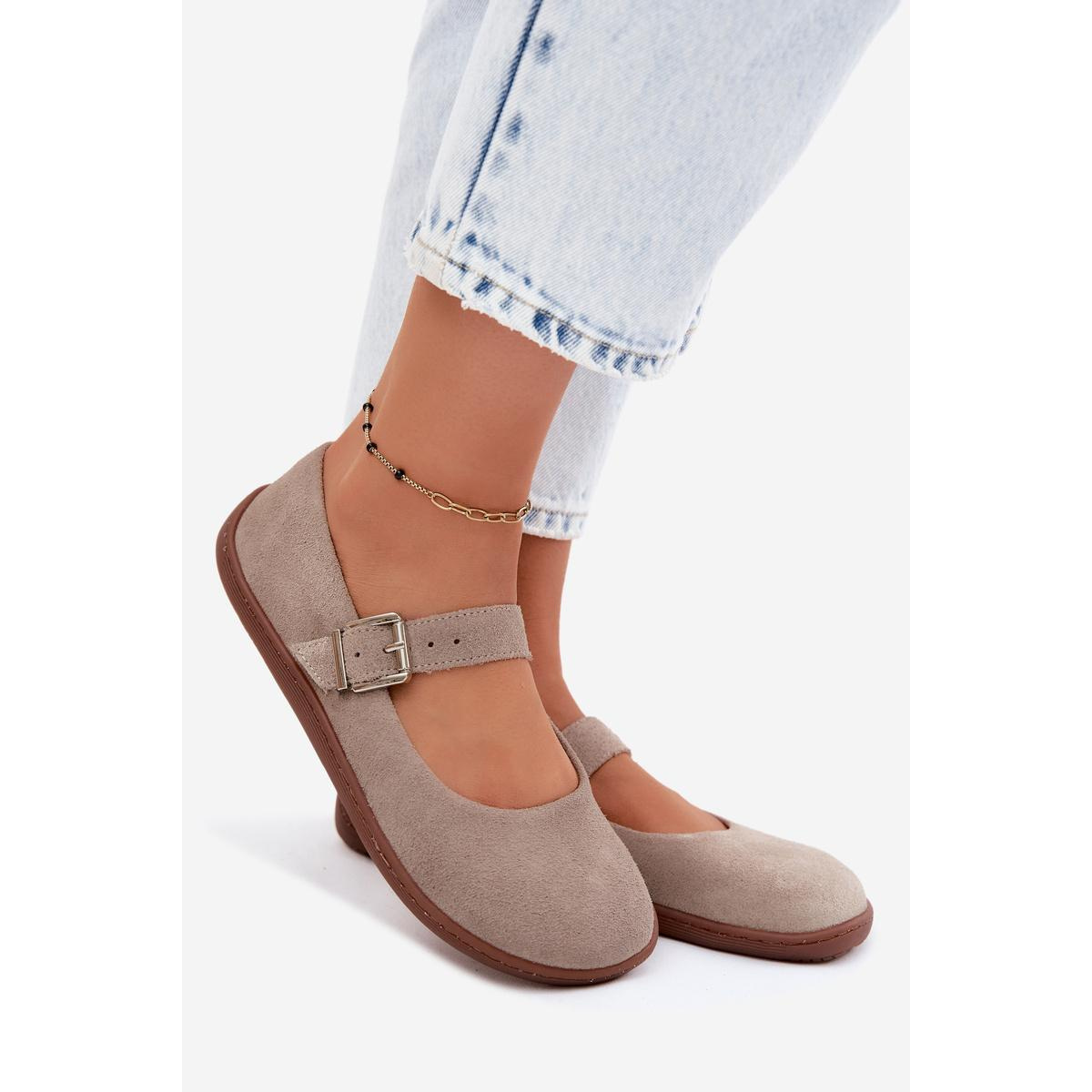 Barefoot baleríny z prírodnej semiše Zazoo 316 Cappuccino - Béžová