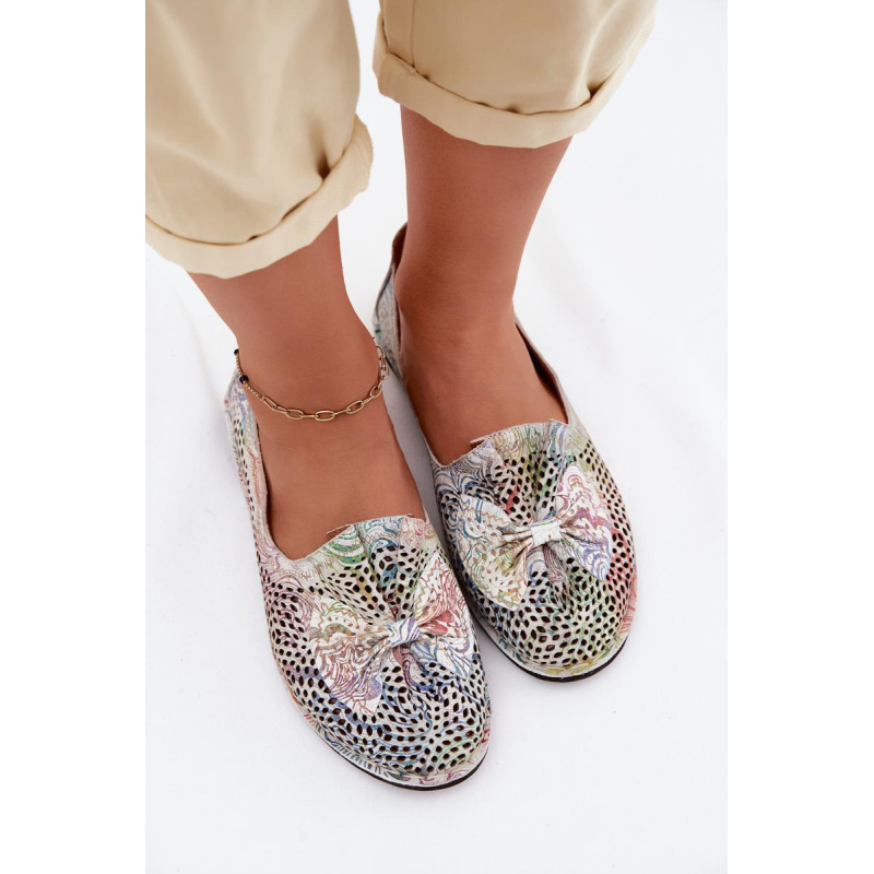 Kožené Ažúrové Balerínky S Mašľou Artiker 58C3481 Multicolor
