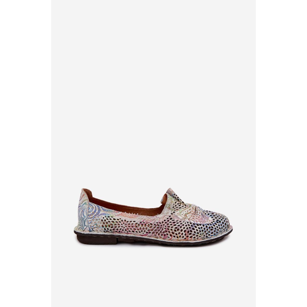 Kožené Ažúrové Balerínky S Mašľou Artiker 58C3481 Multicolor