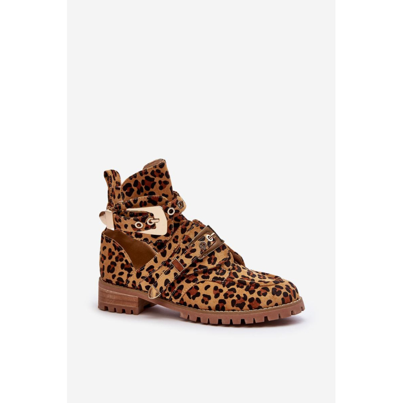 Lu Boo Suede topánky s rezačkou Leopard Leopard Cutter - Odtiene hnedej a béžovej