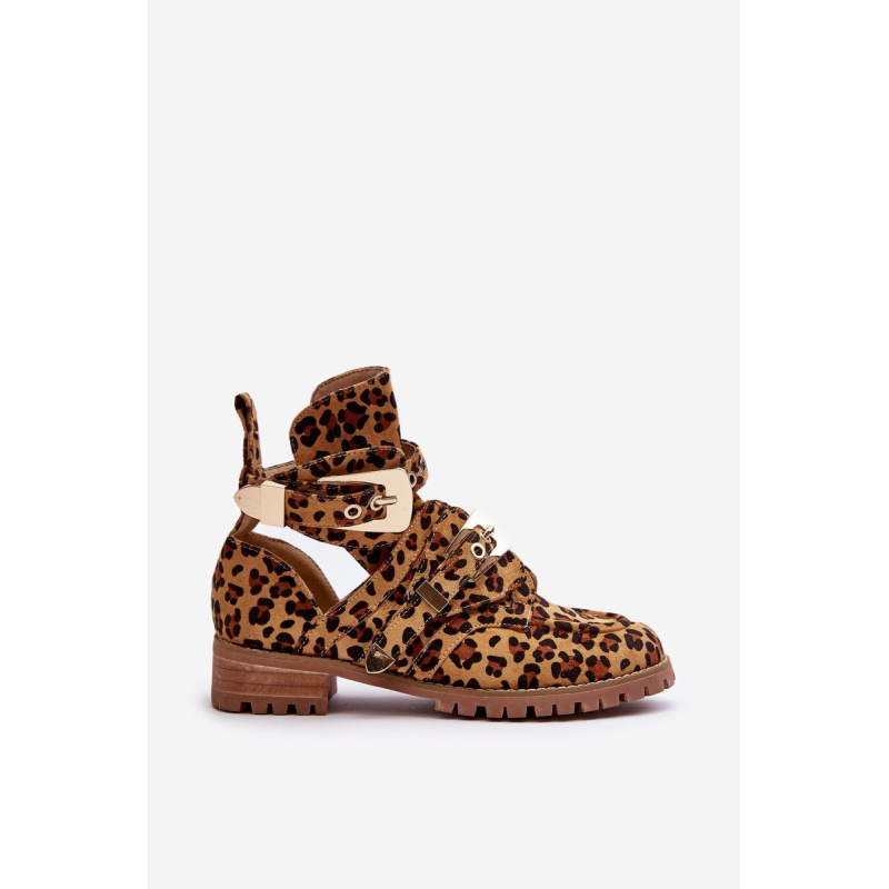 Lu Boo Suede topánky s rezačkou Leopard Leopard Cutter - Odtiene hnedej a béžovej