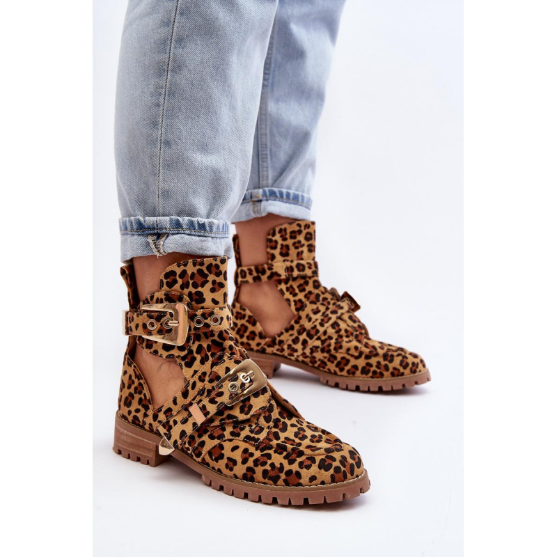 Lu Boo Suede topánky s rezačkou Leopard Leopard Cutter - Odtiene hnedej a béžovej