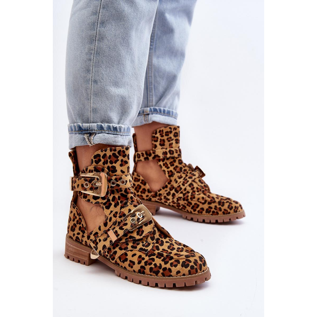 Lu Boo Suede topánky s rezačkou Leopard Leopard Cutter - Odtiene hnedej a béžovej