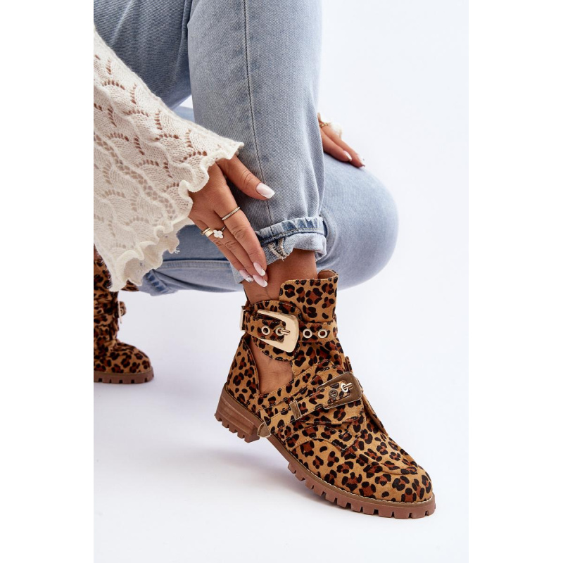 Lu Boo Suede topánky s rezačkou Leopard Leopard Cutter - Odtiene hnedej a béžovej