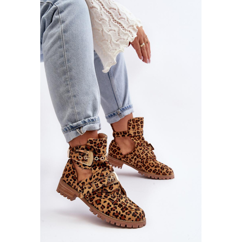 Lu Boo Suede topánky s rezačkou Leopard Leopard Cutter - Odtiene hnedej a béžovej