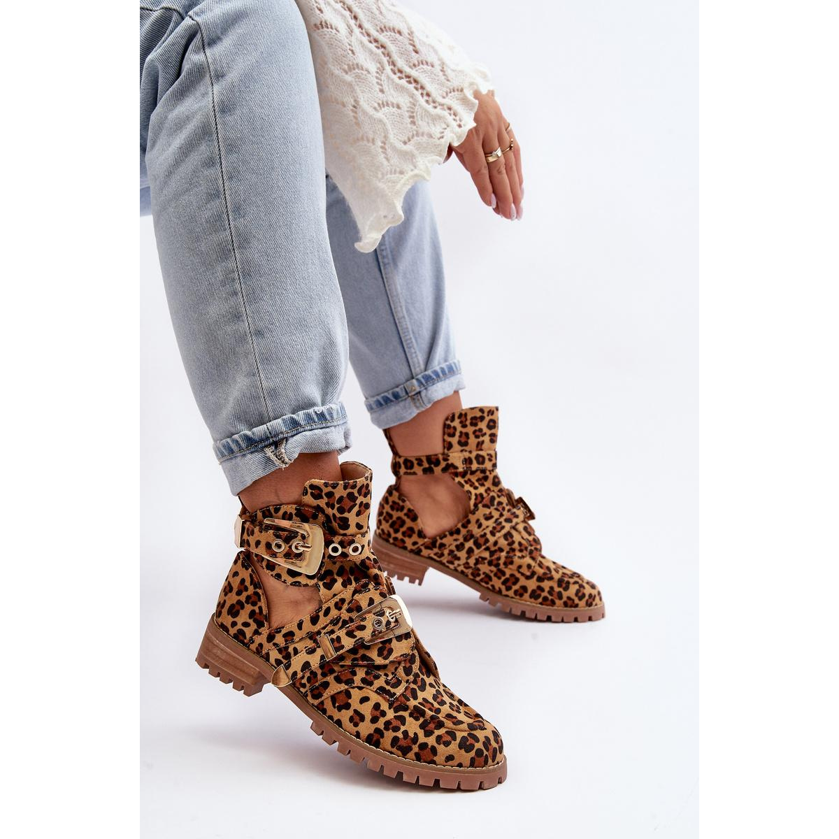 Lu Boo Suede topánky s rezačkou Leopard Leopard Cutter - Odtiene hnedej a béžovej