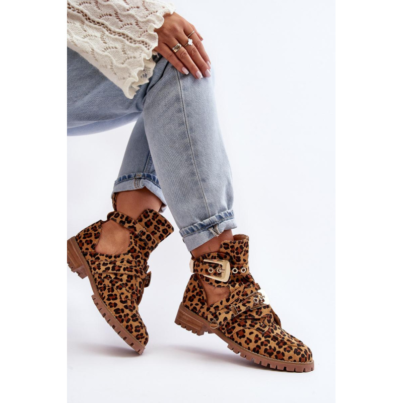 Lu Boo Suede topánky s rezačkou Leopard Leopard Cutter - Odtiene hnedej a béžovej