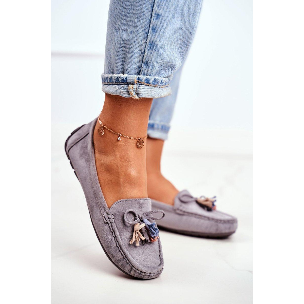 Dámske Moccasins Suede 20pb35-2003 Gray Donna Mia - Odtiene sivej a striebornej