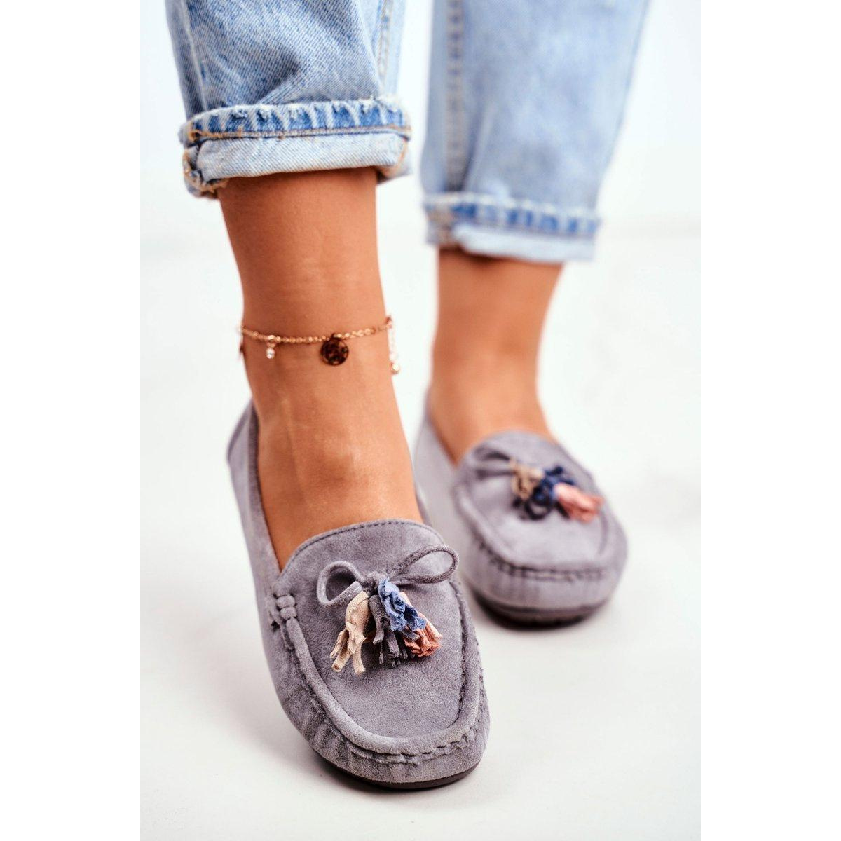 Dámske Moccasins Suede 20pb35-2003 Gray Donna Mia - Odtiene sivej a striebornej