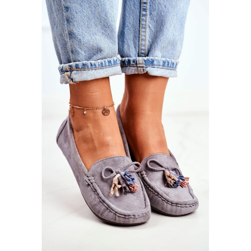 Dámske Moccasins Suede 20pb35-2003 Gray Donna Mia - Odtiene sivej a striebornej