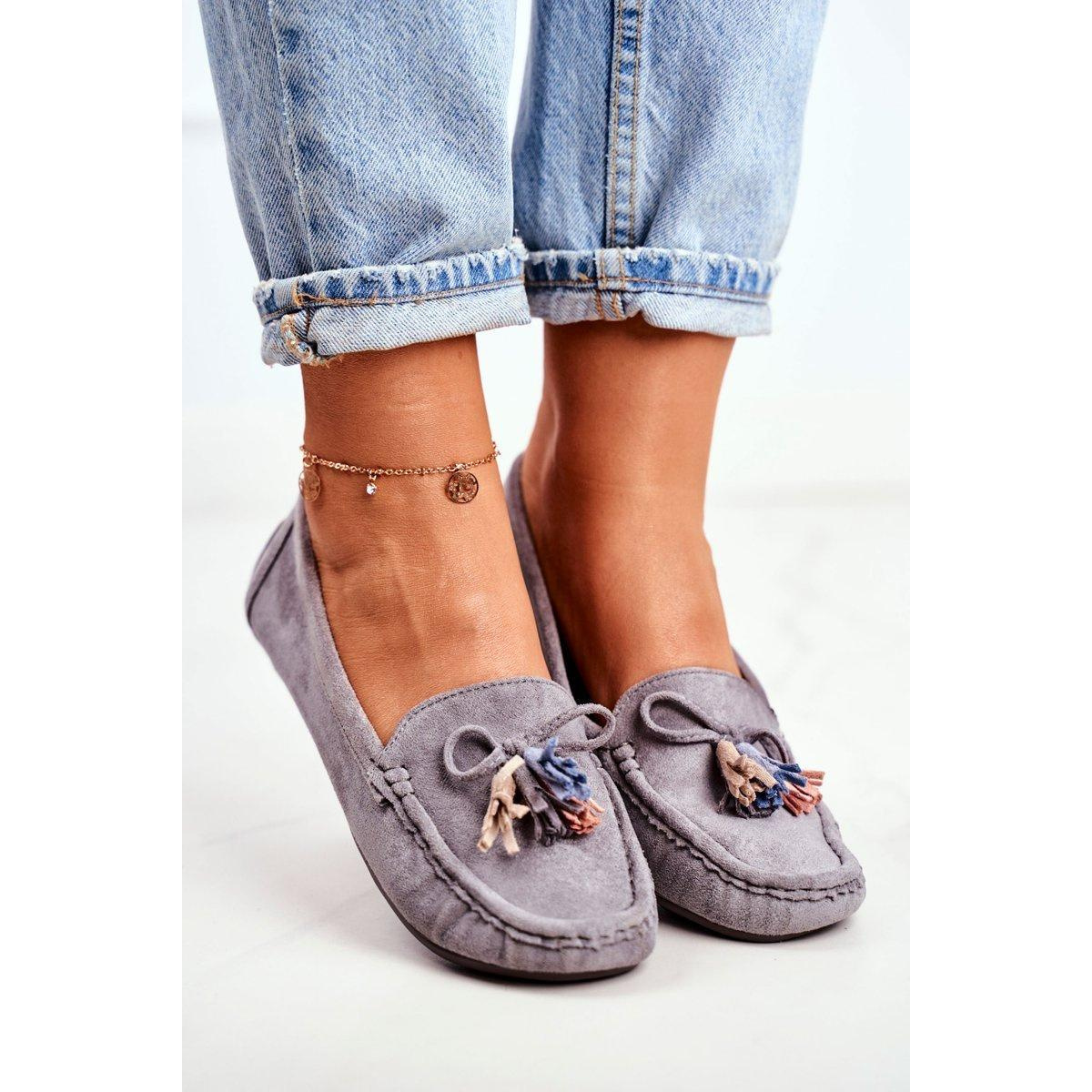 Dámske Moccasins Suede 20pb35-2003 Gray Donna Mia - Odtiene sivej a striebornej