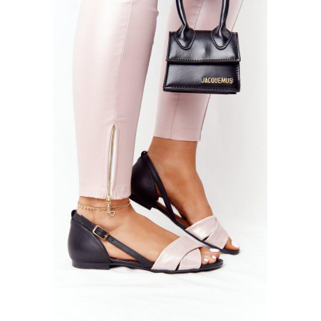 Maciejka kožené kovové sandále 04614-15 Pink-Black - Čierna || Odtiene ružovej