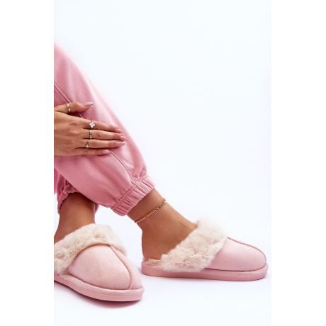 Dámske papie s klapkami s kožušinou ružovou pinky - Odtiene ružovej