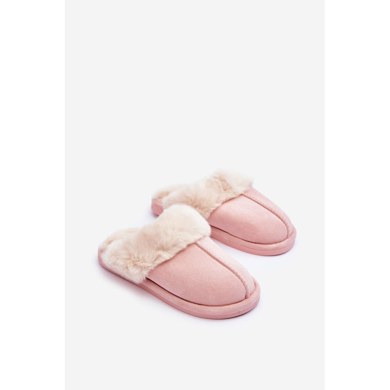 Dámske papie s klapkami s kožušinou ružovou pinky - Odtiene ružovej