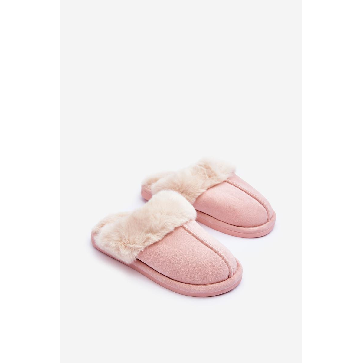 Dámske papie s klapkami s kožušinou ružovou pinky - Odtiene ružovej