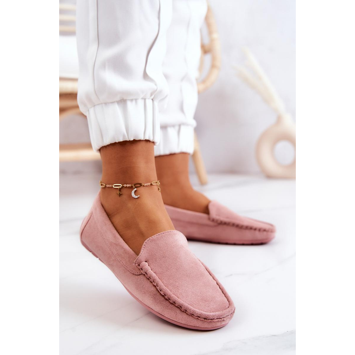 Dámske semišové mokasíny Pink Morreno - Odtiene ružovej