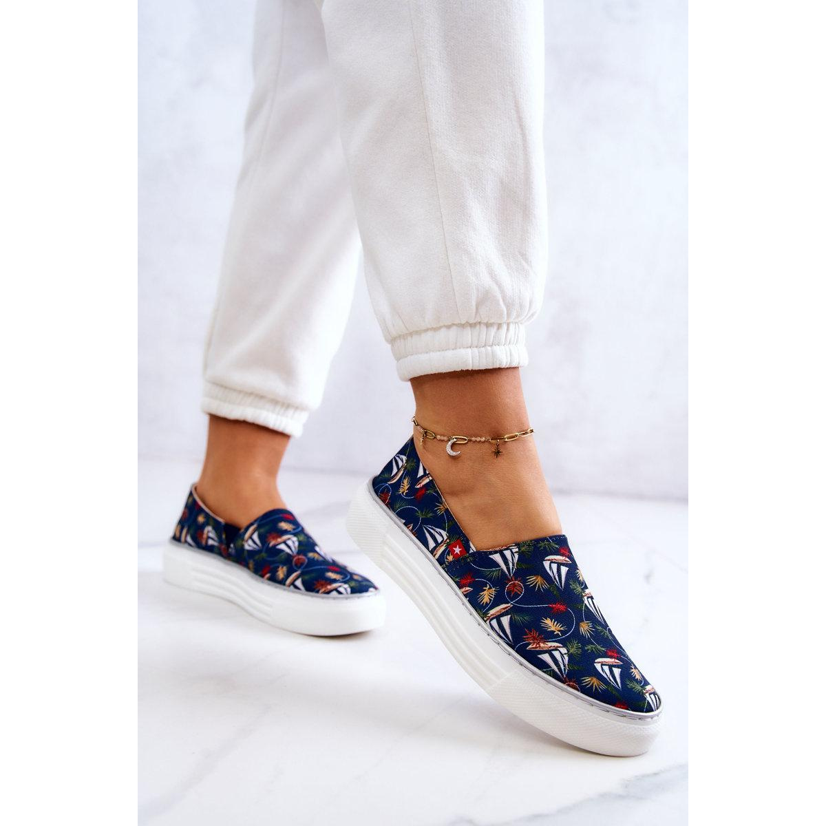 Dámska sklz na pamäťovú penu veľká hviezda JJ276016 Navy Blue tenisky - Viacfarebné || Modrá
